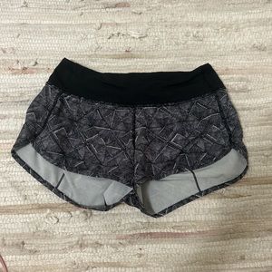 Black and White Geometric Pattern Lululemon Speed up shorts